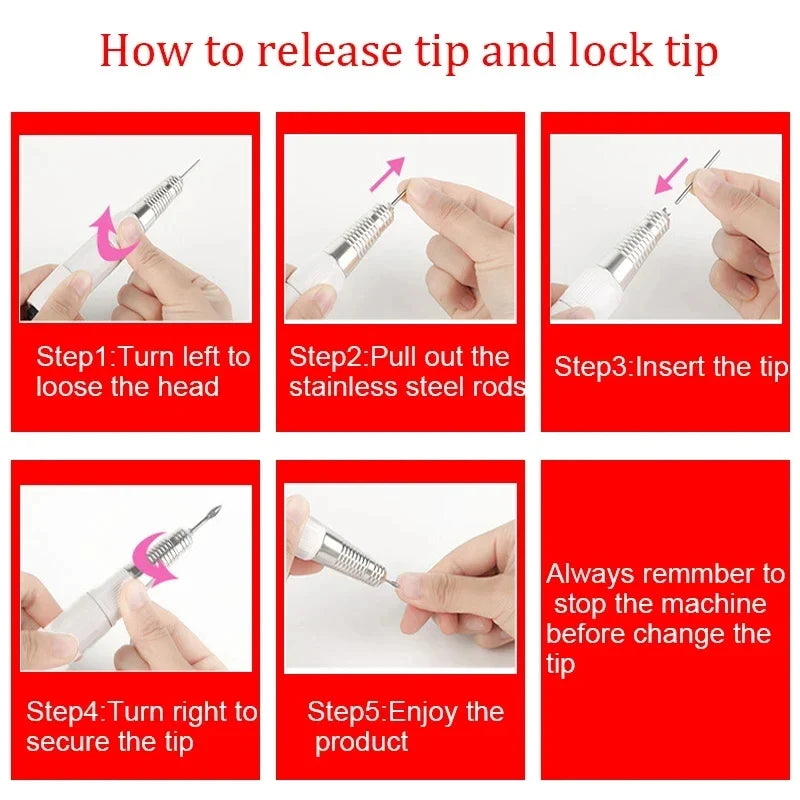 Electric Nail Drill Pen Handpiece – File, Polish & Grind Tool