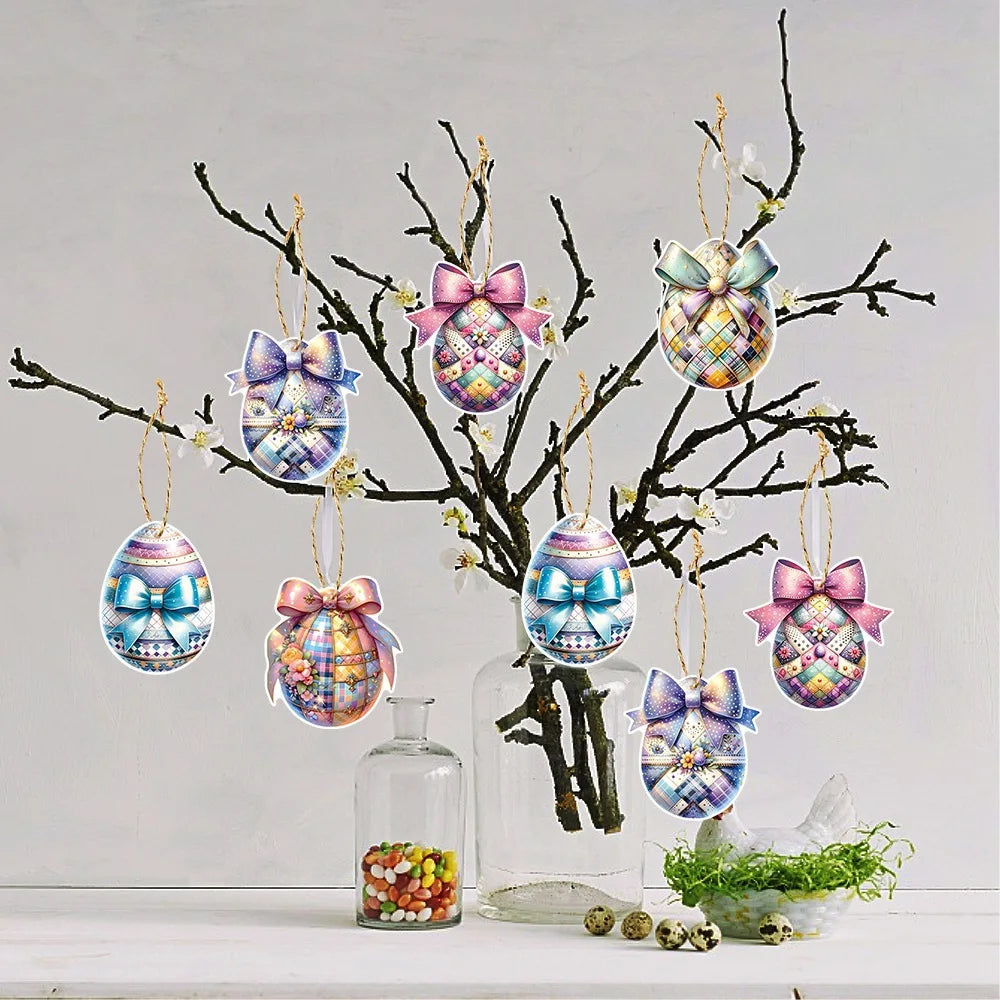 Multicolor Bow & Plaid Paper Ornaments with Rope – 10 Pack