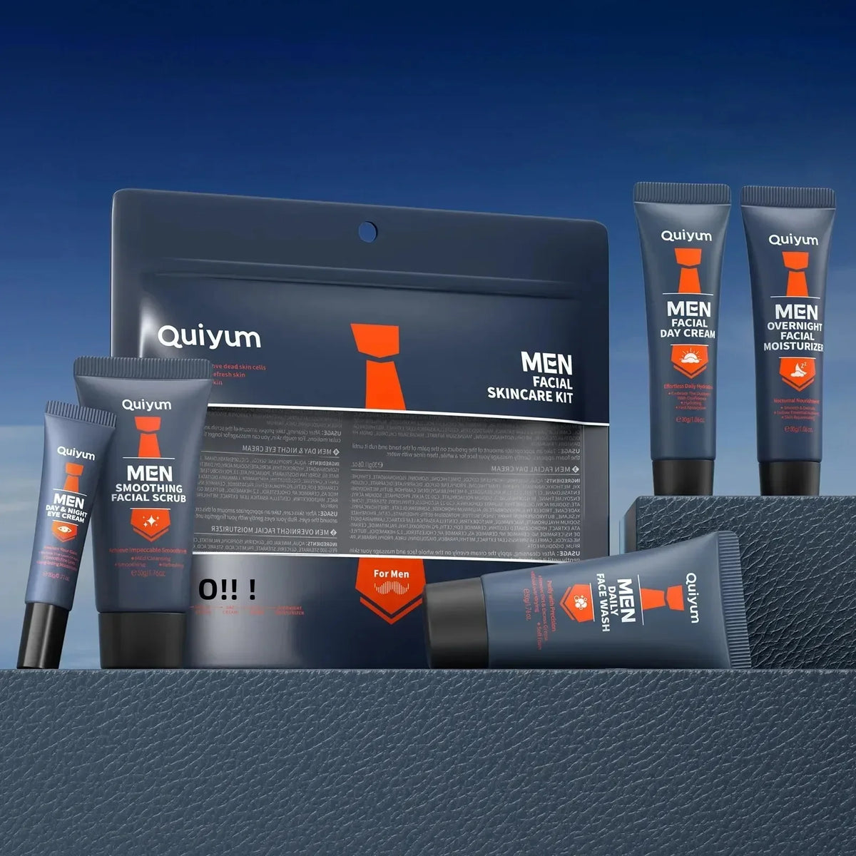 LAIKOU Men's 5-Piece Skincare Set – Scrub, Moisturizer & Eye Cream