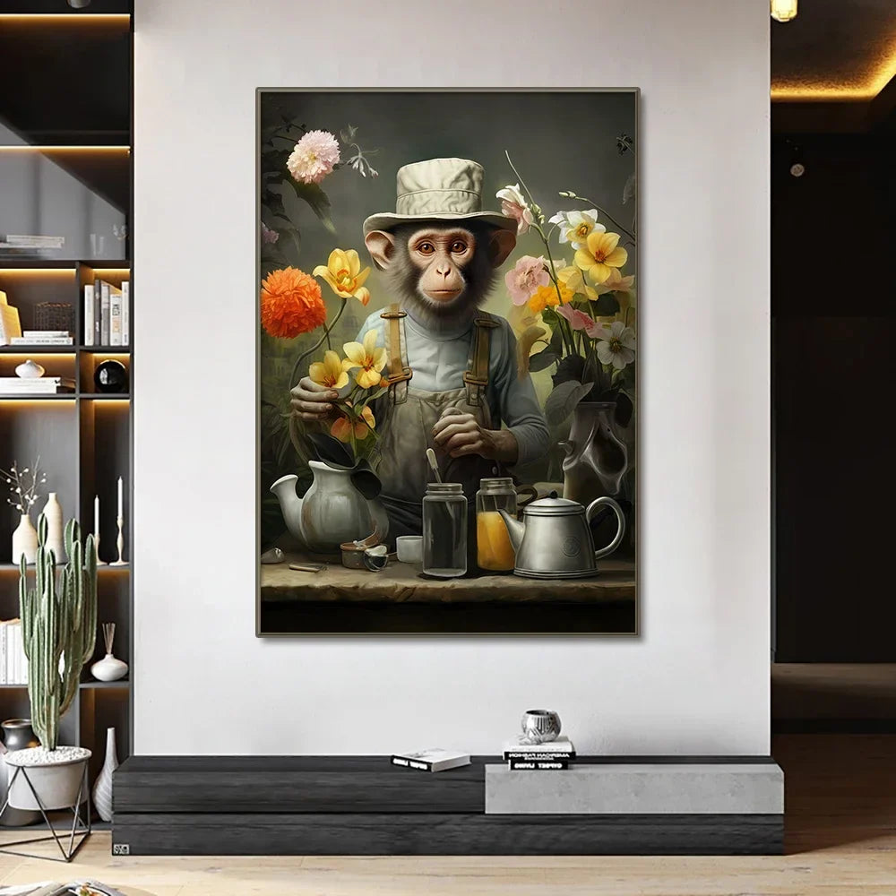 Nordic Gorilla Suit Abstract Canvas Wall Art | Modern Decor