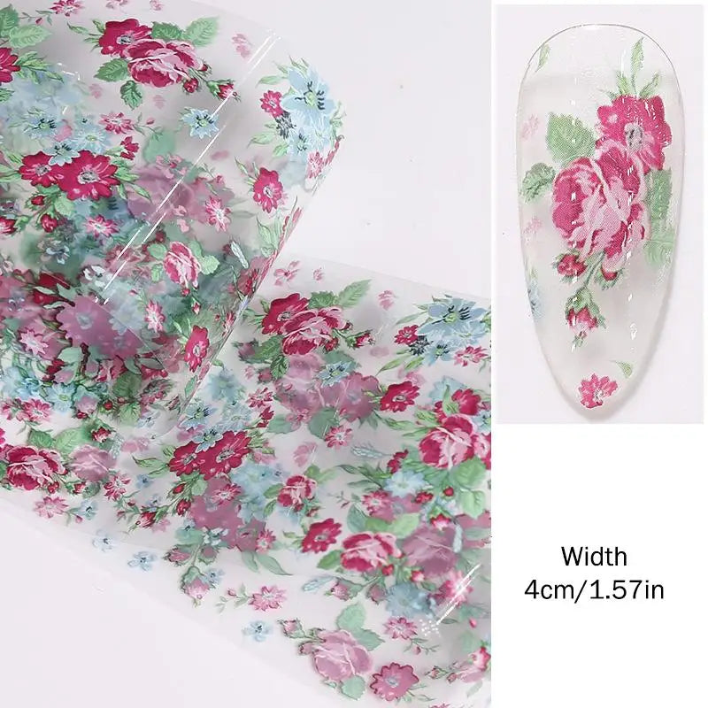 Floral Rose Nail Transfer Foil Stickers – DIY Nail Art Wraps