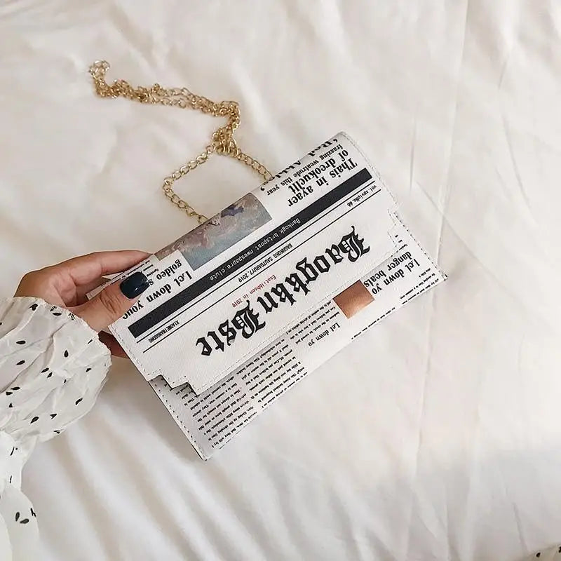 Women Newspaper Messenger Bag Shoulder Personality Fashion Small