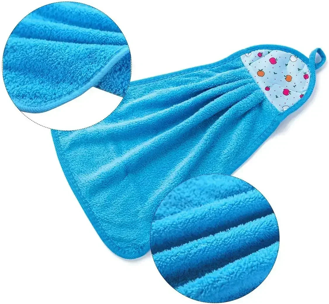 4-Pack Cartoon Microfiber Dish Cloths & Hanging Hand Towels