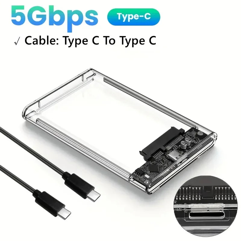 Ultra-fast USB C SATA Hard Drive Enclosure 5Gbps UASP Compatible 2
