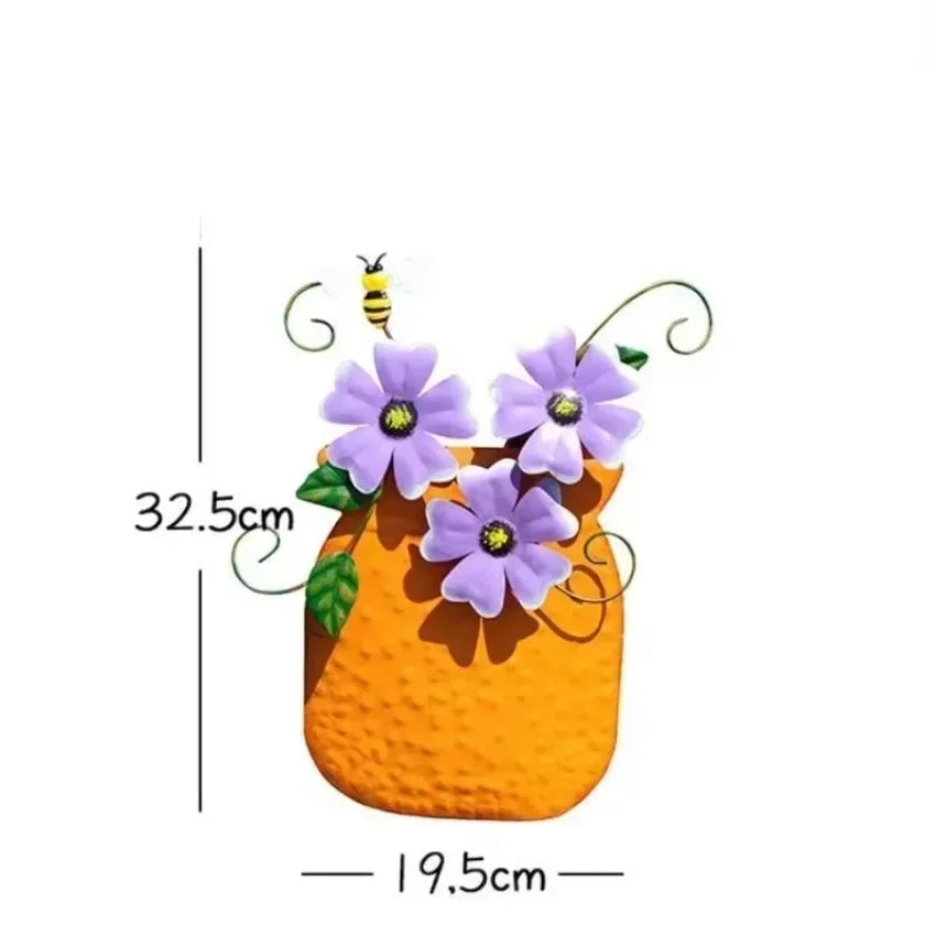 Metal Flower Wall Vases – Outdoor Fence & Patio Garden Decor