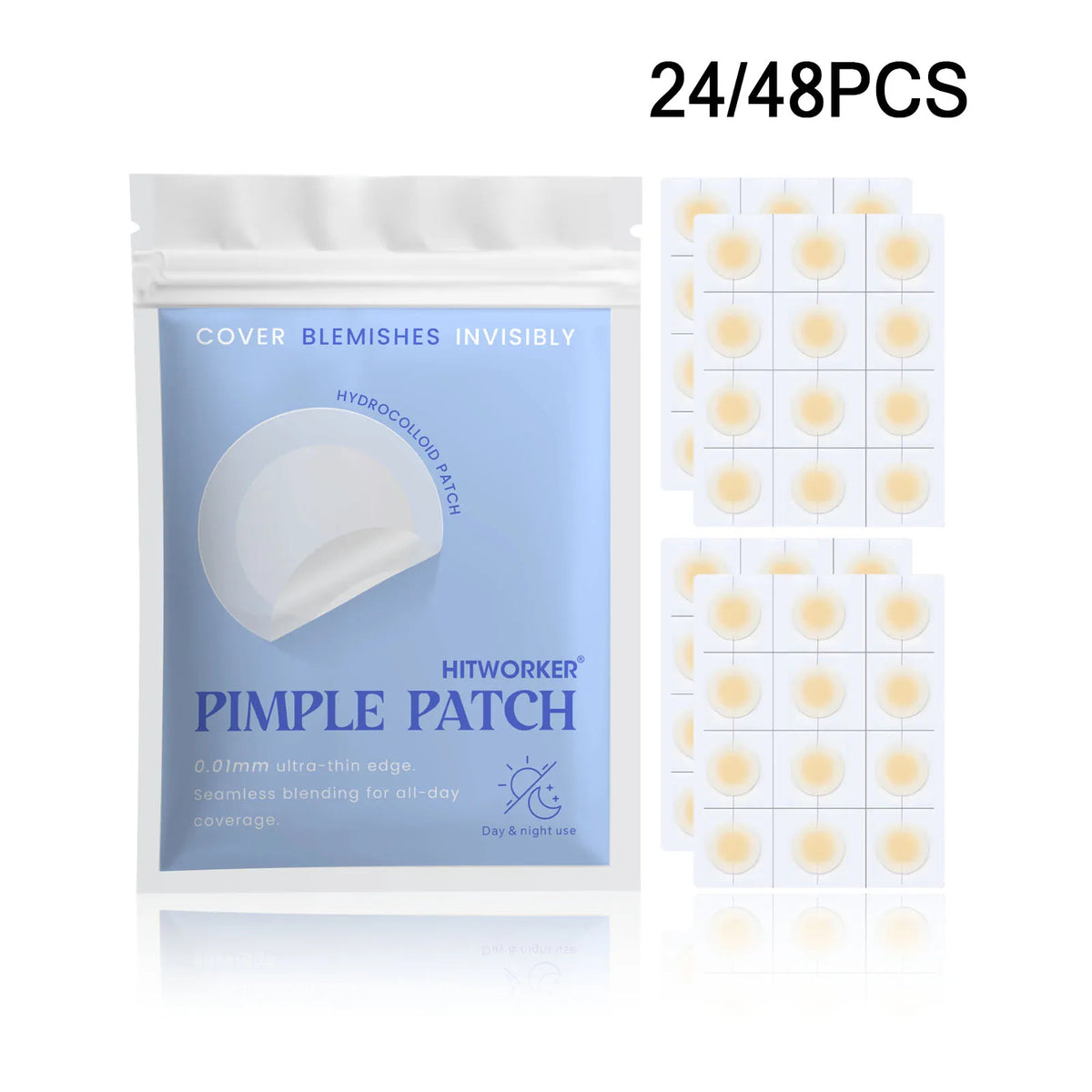 Hydrocolloid Acne Patches 24/48 Pack – Waterproof & Breathable