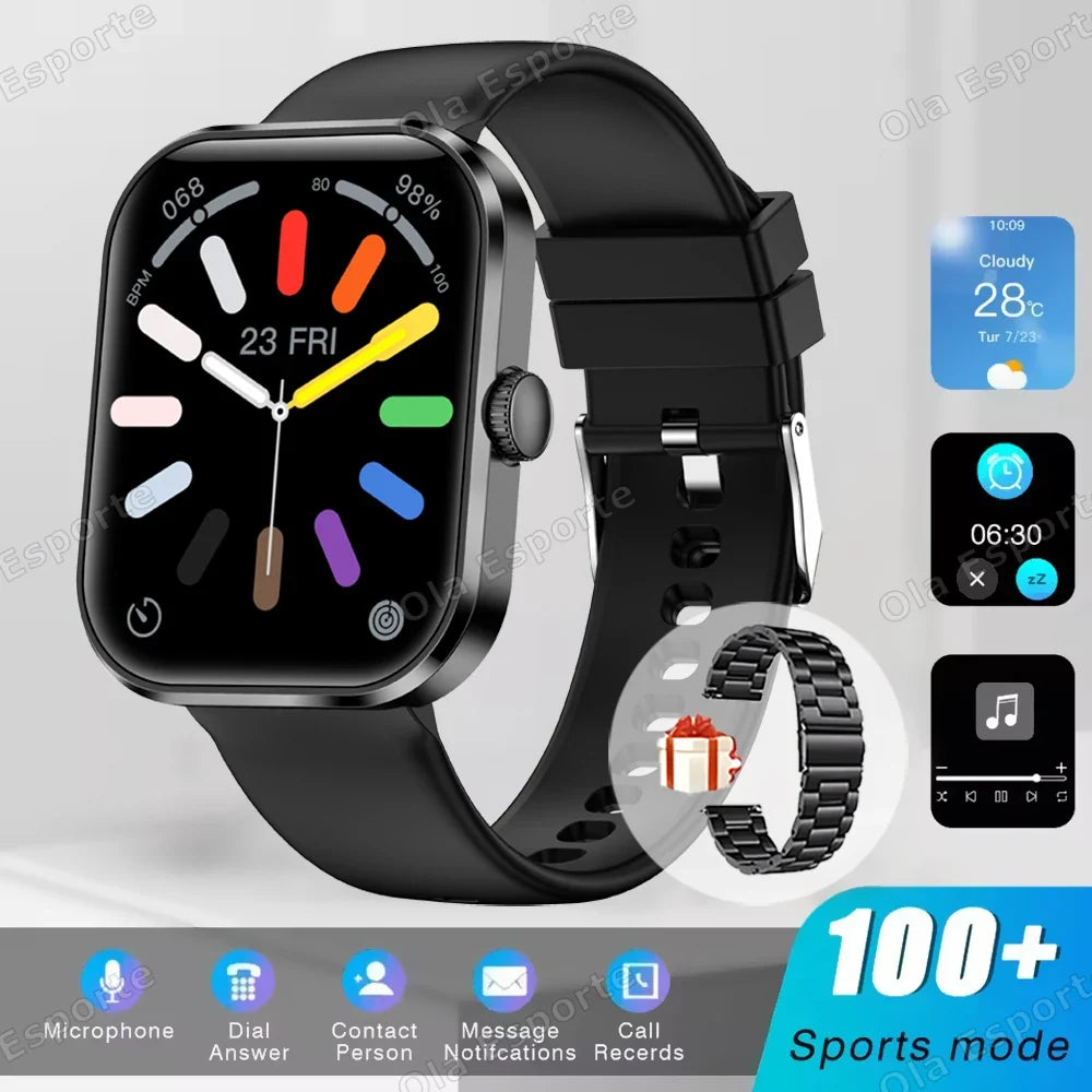 Smart Watch Bluetooth Calling, AI Voice & Heart Rate – Unisex
