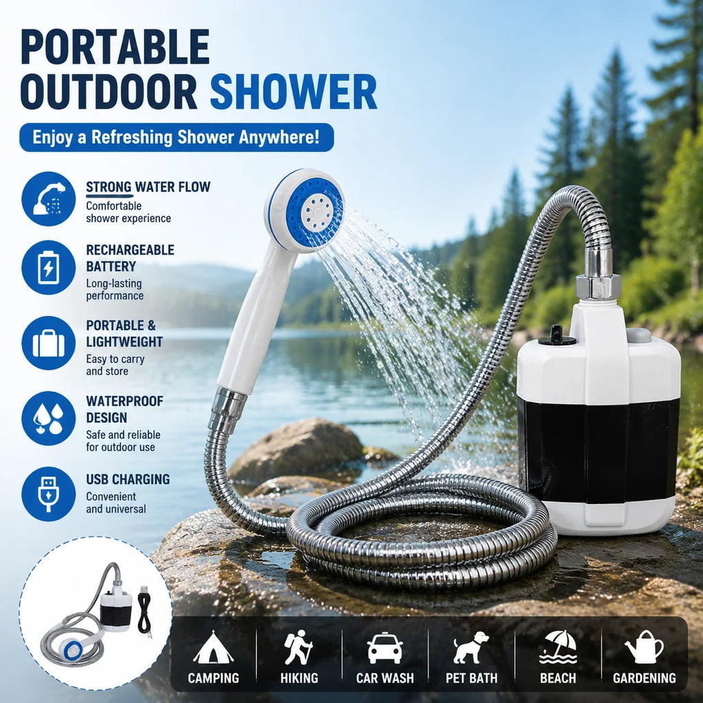 Portable Camping Shower | USB Rechargeable Electric Pump