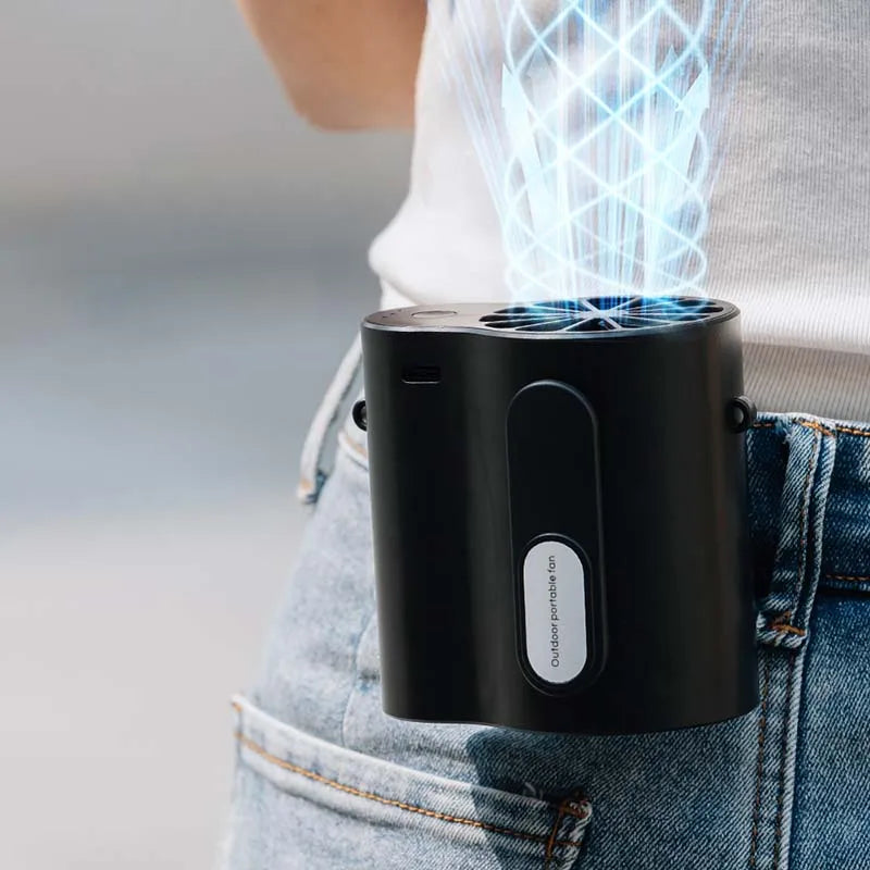 Portable USB Mini Waist Clip Fan – 3 Speeds, 10Hr Battery
