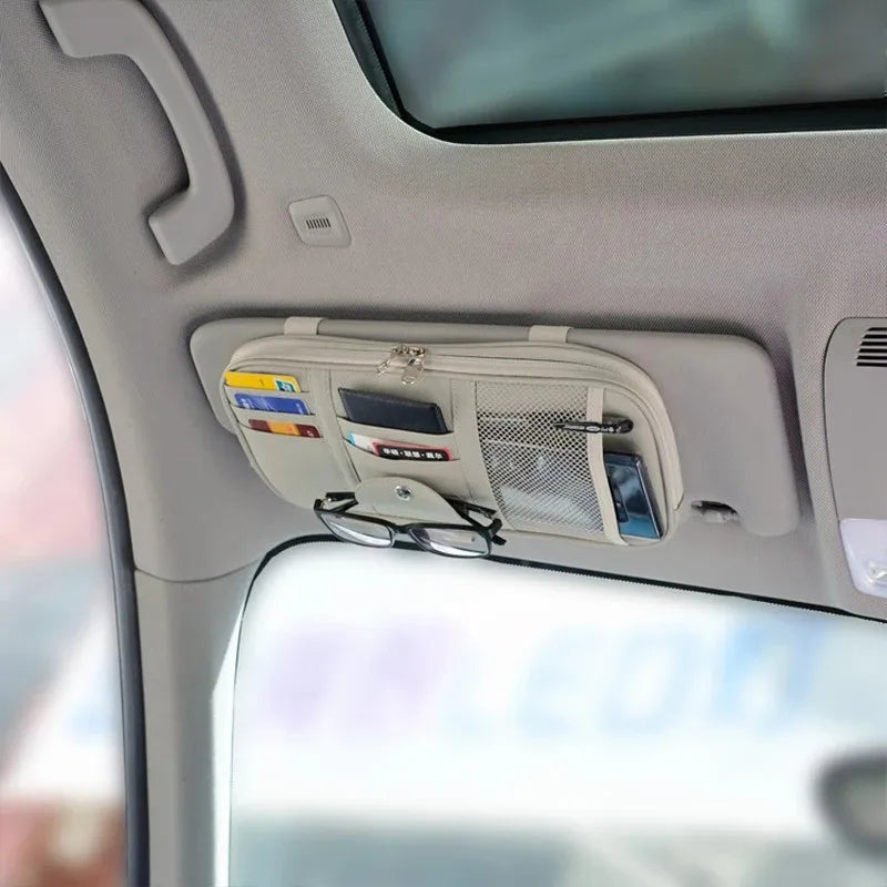 Car Sun Visor Organiser Sunglasses Holder Zip Pouch Truck SUV