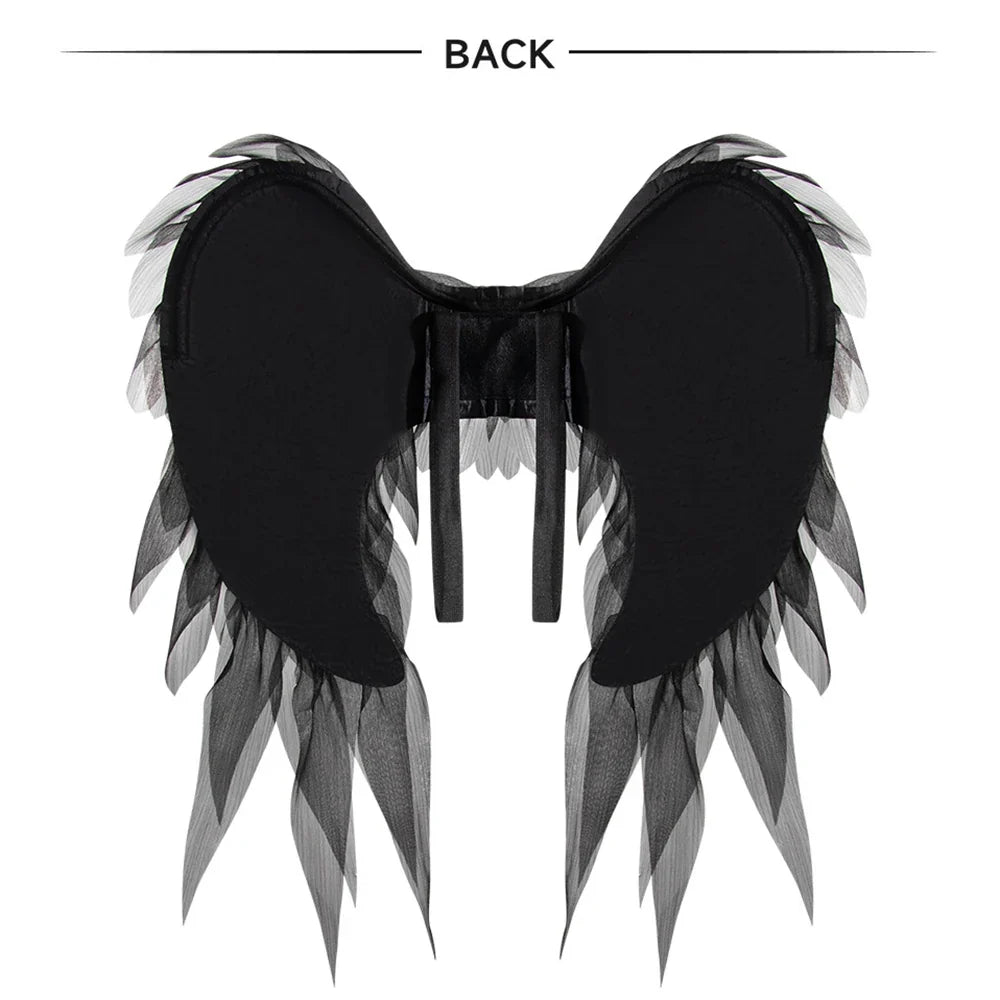 White Black Angel Wing Real Feather Fairy Dance Party Christmas