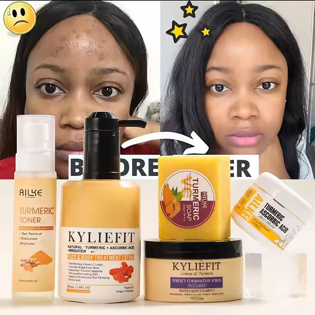 AILKE Organic Turmeric 5-in-1 Skin Care Kit – Brighten & Glow