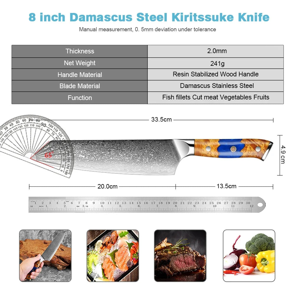 8" VG10 Damascus Steel Kiritsuke Chef Knife – XITUO