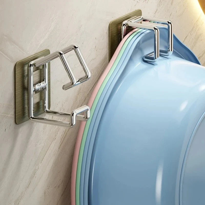 2-Pack No-Drill Wall-Mounted Hooks – Bathroom & Kitchen Storage