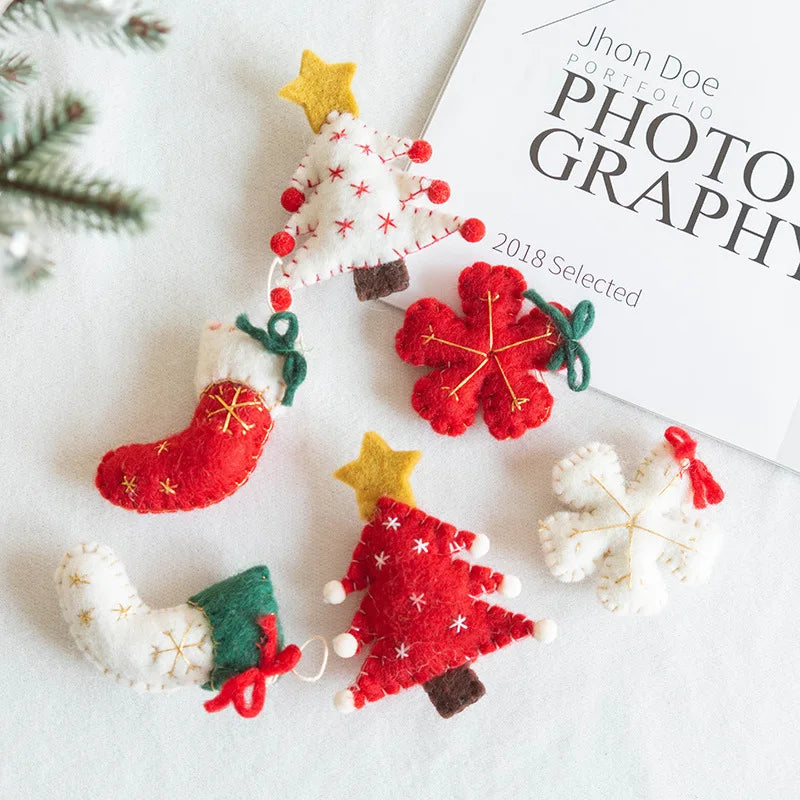 Wool Felt Christmas Ornaments – Snowmen, Tree & Wreath Décor