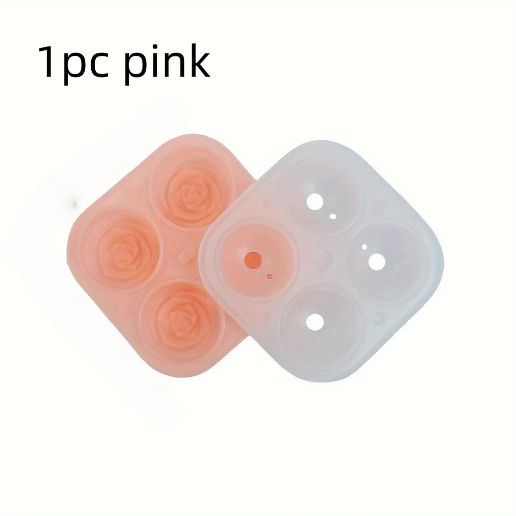 Rose Shape Ice Cube Mold 4 Grids Multifunctional Tray Chocolate Jelly