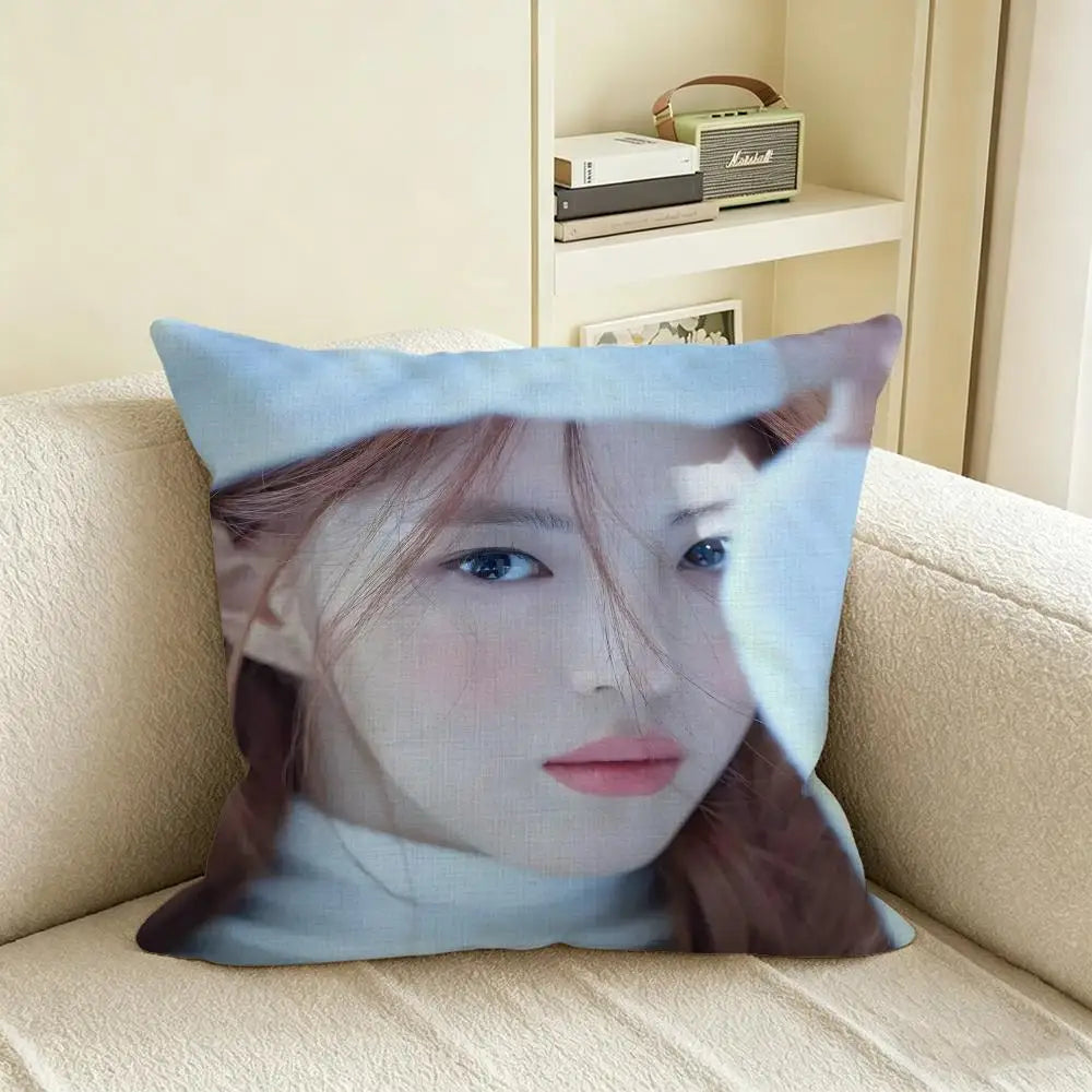 Natural Linen Cushion Cover – Printed Pillow for Sofa & Bed