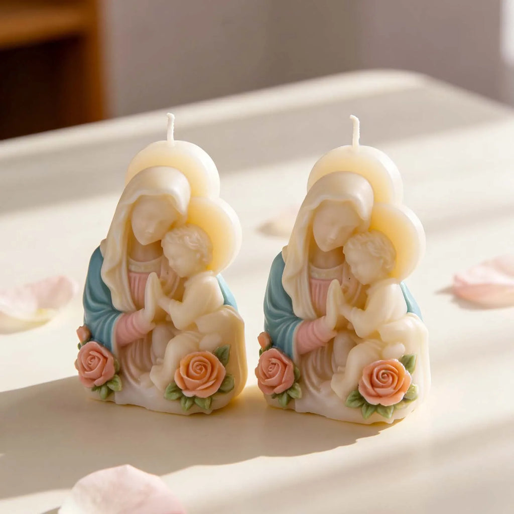 Virgin Mary Baby Jesus Silicone Mold 3D Religious Candle Soap Resin