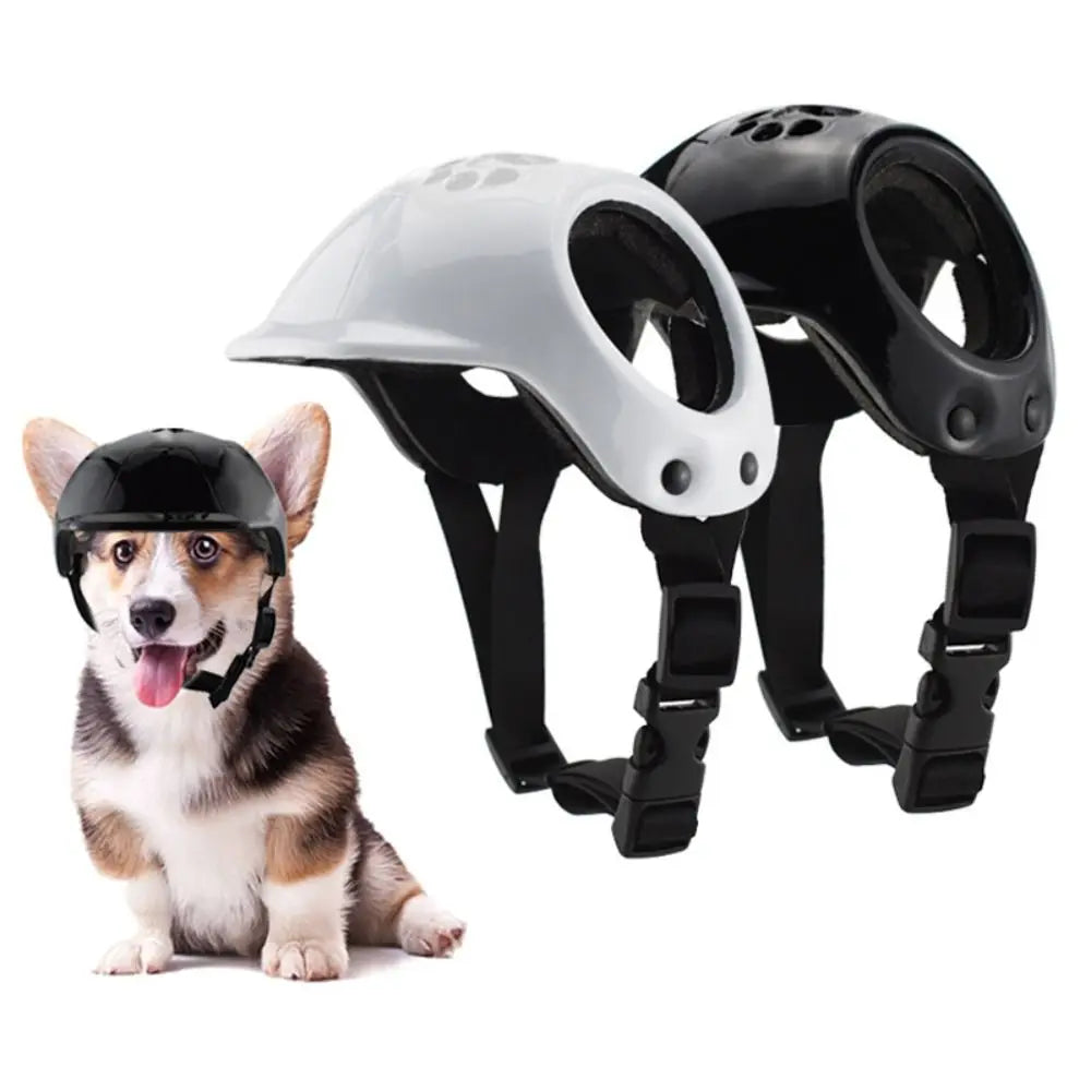 Plastic Pet Dog Helmets Ear Holes Solid Motorcycle Headgear Handsome