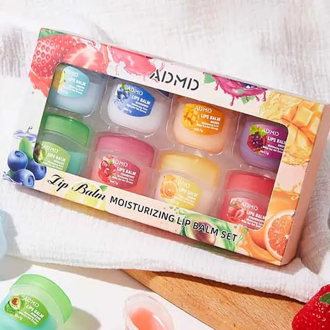 BIOAOUA 8-Pc Fruit Lip Balm Set – Moisturizing & Anti-Crack