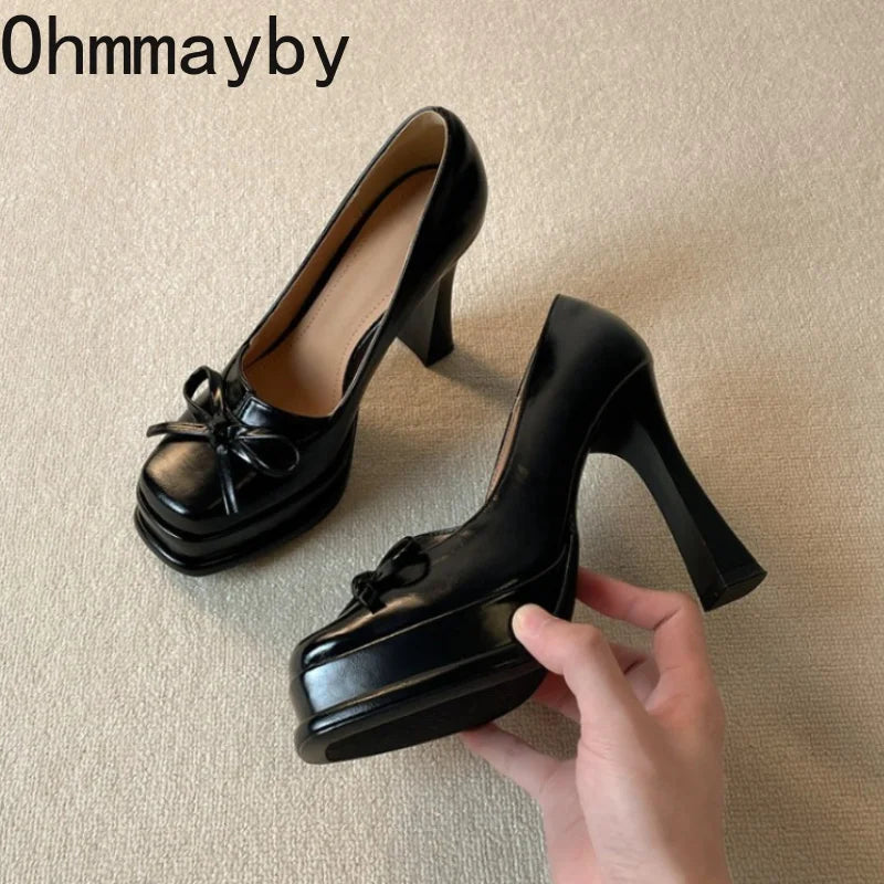 Women's Vintage Chunky Platform Loafers | Slip-On Dress Pumps