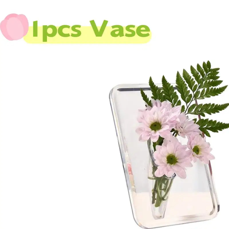 Elegant Acrylic Vase with Flowers – Modern Clear Home Decor