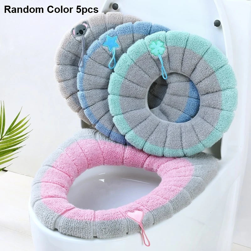 5-Pack Soft Thick Toilet Seat Covers – Warm Cushion with Handle