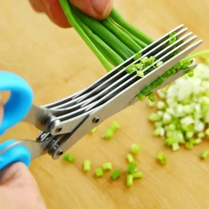 3-Layer Stainless Steel Herb Scissors | Multi-Blade Cutter