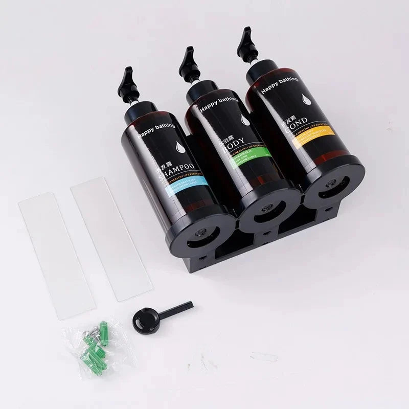 Wall-Mounted Manual Soap Dispenser Set – No-Drill Bottles