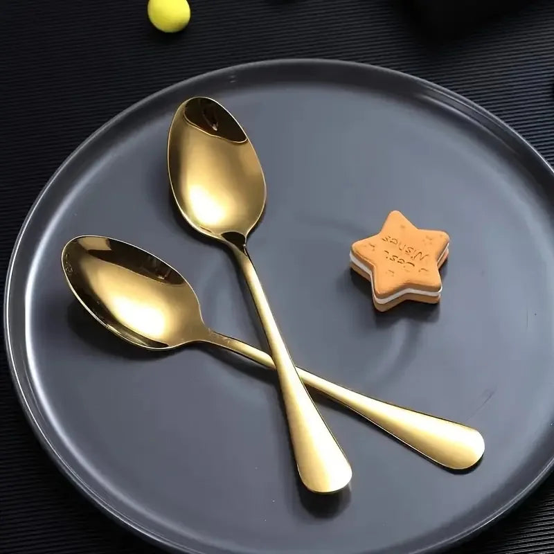 6-Piece Gold Stainless Steel Teaspoons – Coffee Spoon Set