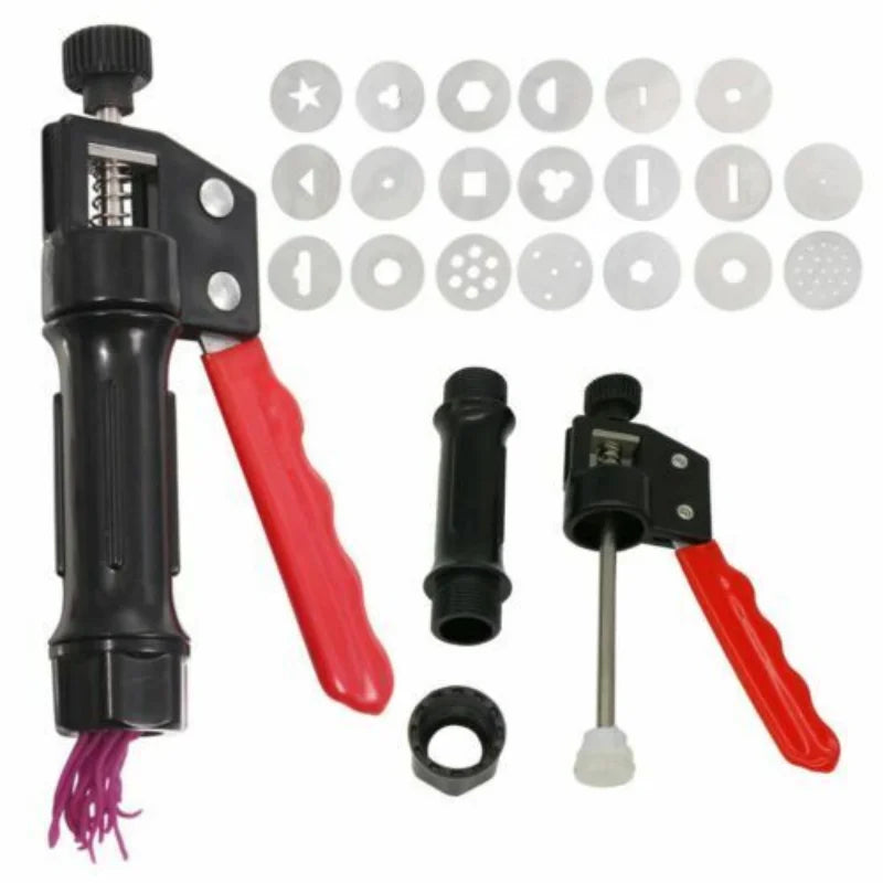 Hand-Held Clay Extruder Gun with 20 Nozzle Discs | Art Tool