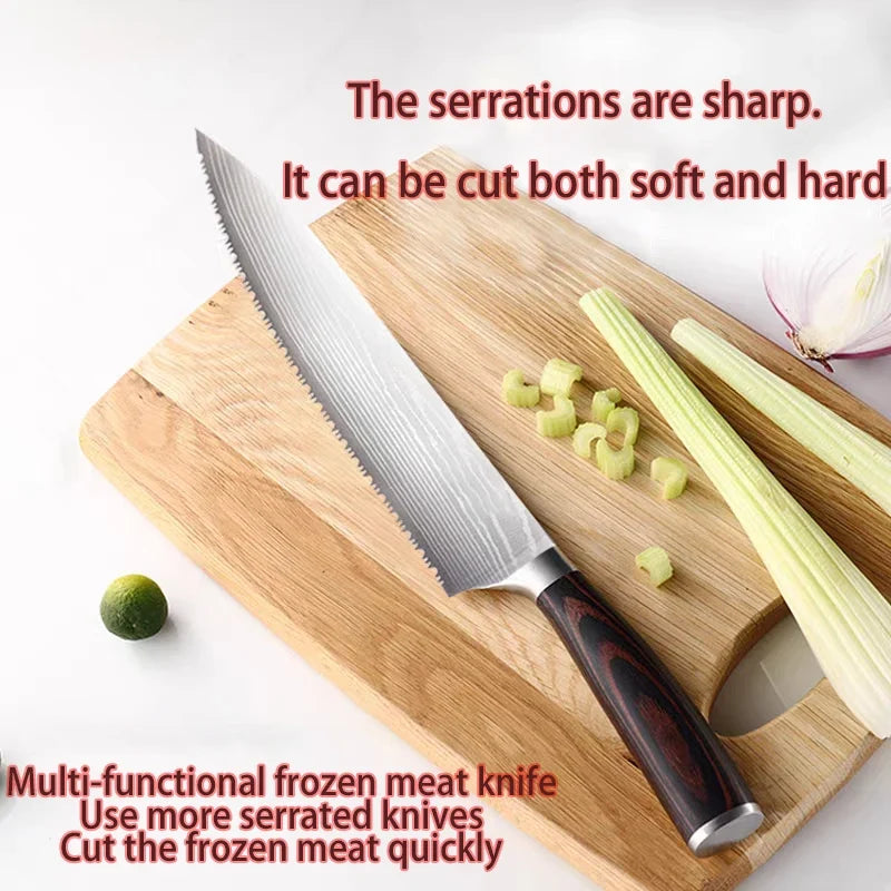 8-Inch Serrated Stainless Steel Bread & Kitchen Knife