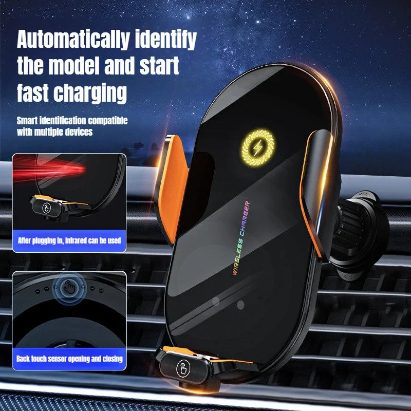 Car Wireless Phone Mount 15W Fast Charger – Auto-Clamp Vent