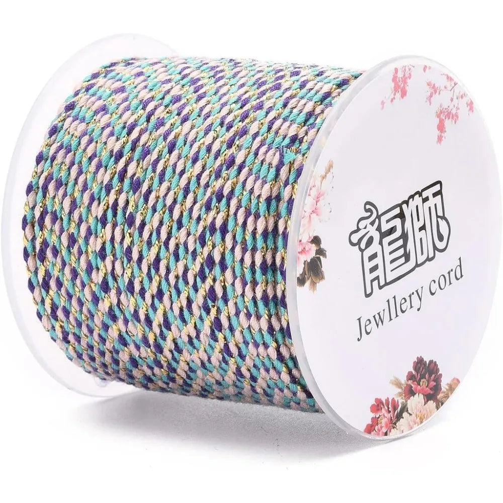 21.8 Yards 1.5mm 4-Ply Polycotton Macrame Cord with Gold Wire