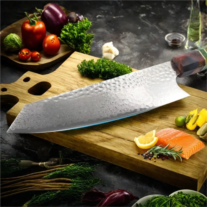 Damascus Nakiri Chef Knife – 67-Layer VG10 Steel | 8 Inch