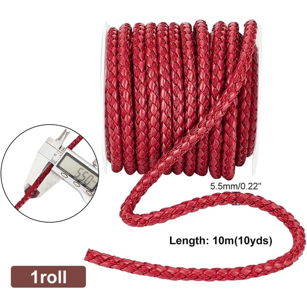 10 Yards Red Braided Leather Cord 5.5mm – DIY Jewelry Rope