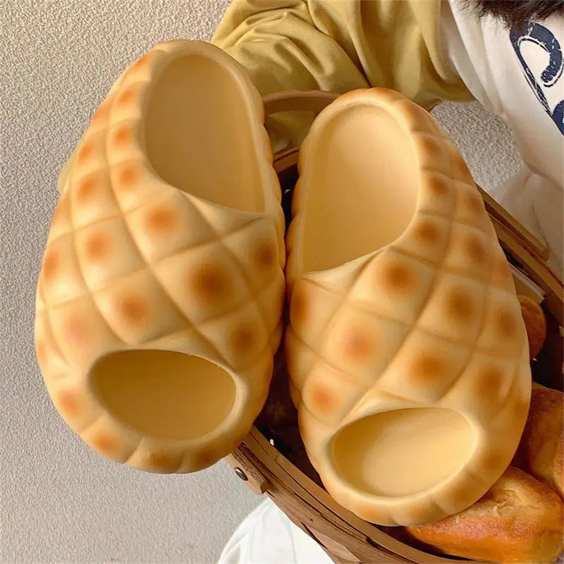 Lorilury Pineapple Bread Chunky EVA Slide Slippers for Women