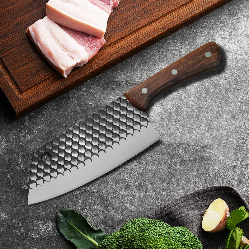 InLeung Forged Steel Cleaver Chef's Knife – Wood Handle