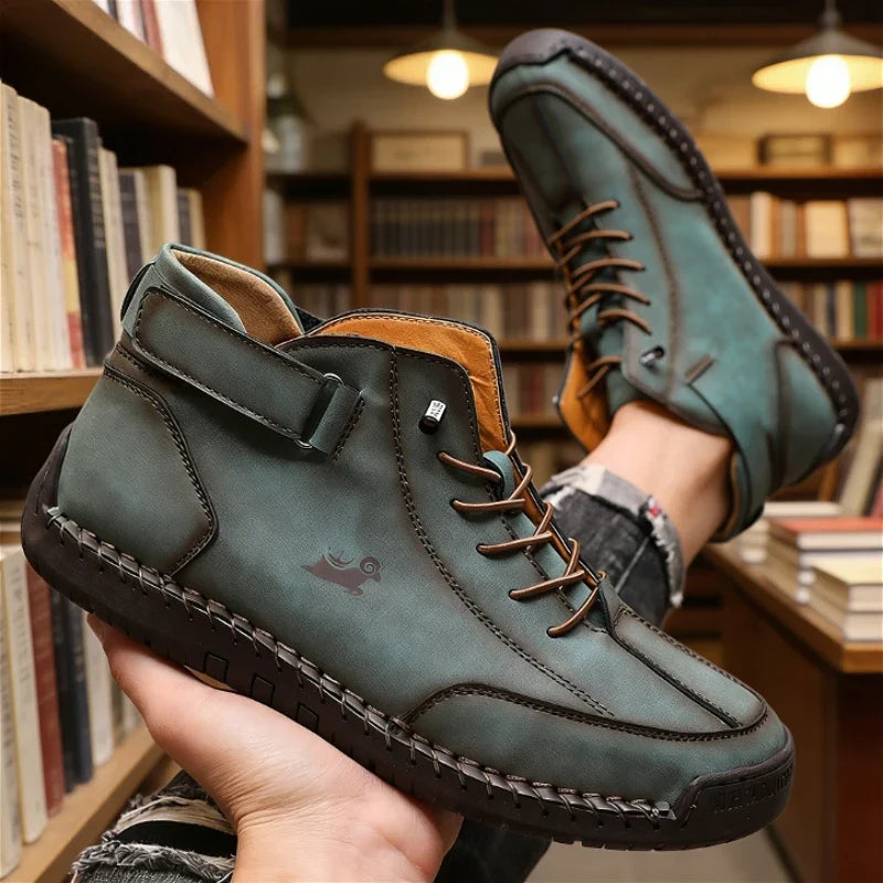 ZULIWAGN Men's Vintage Leather Lace-Up Casual Shoes | Non-Slip