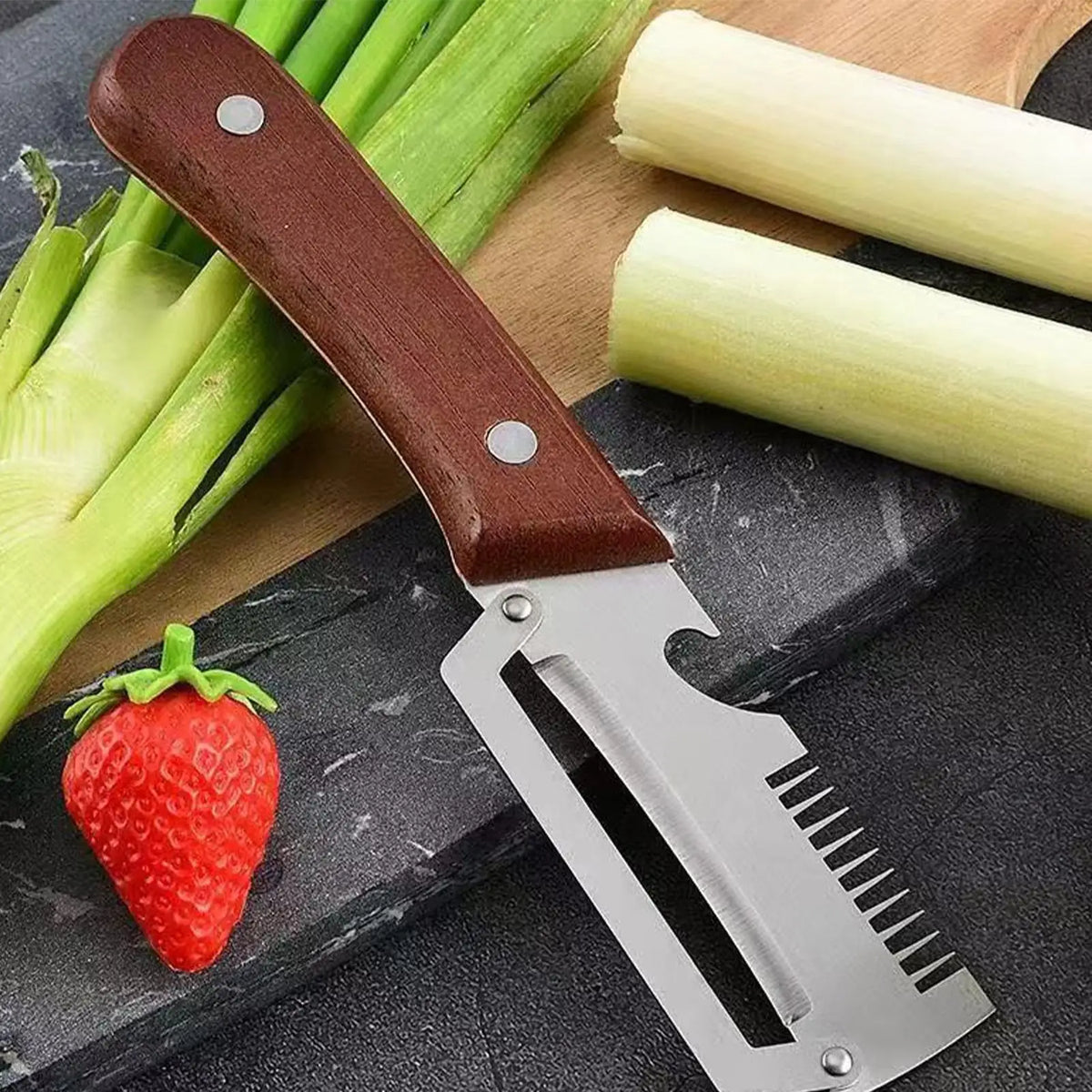 2-Pc Stainless Steel Vegetable Peeler Set with Grater & Bottle Opener
