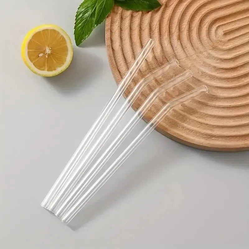 Reusable Glass Straws Set of 5 with Brush – Heat Resistant