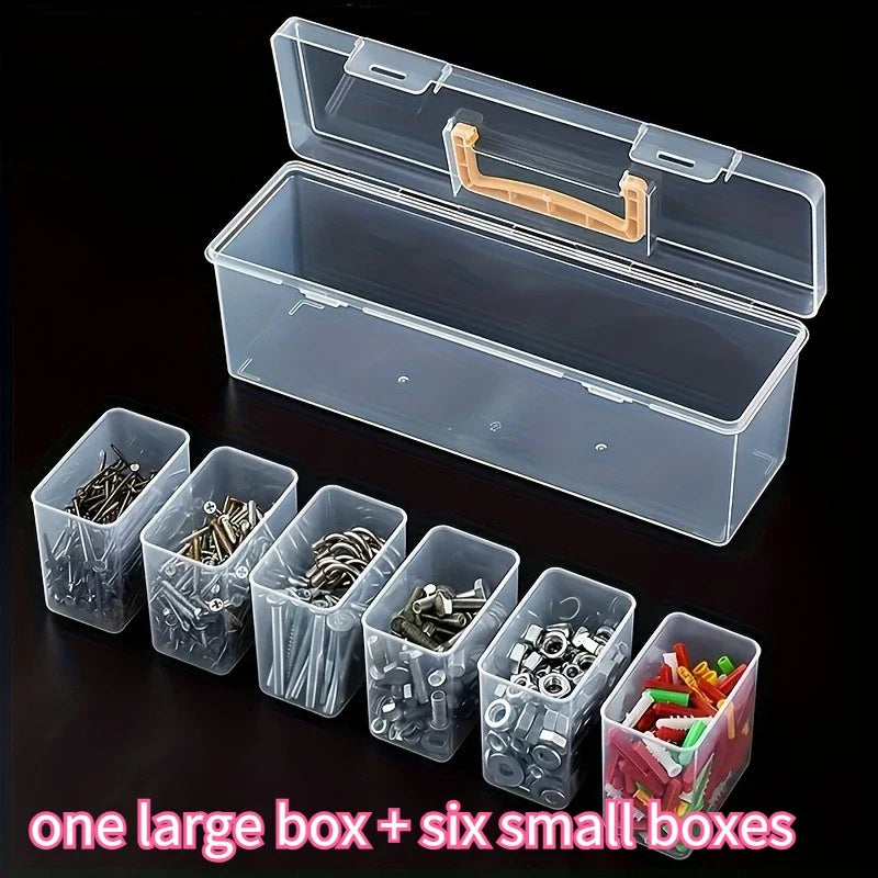 7-Piece Transparent Parts Storage Organizer Set with Dividers