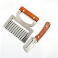 Wooden Handle Peeler & Wavy Cutter Set – Stainless Steel