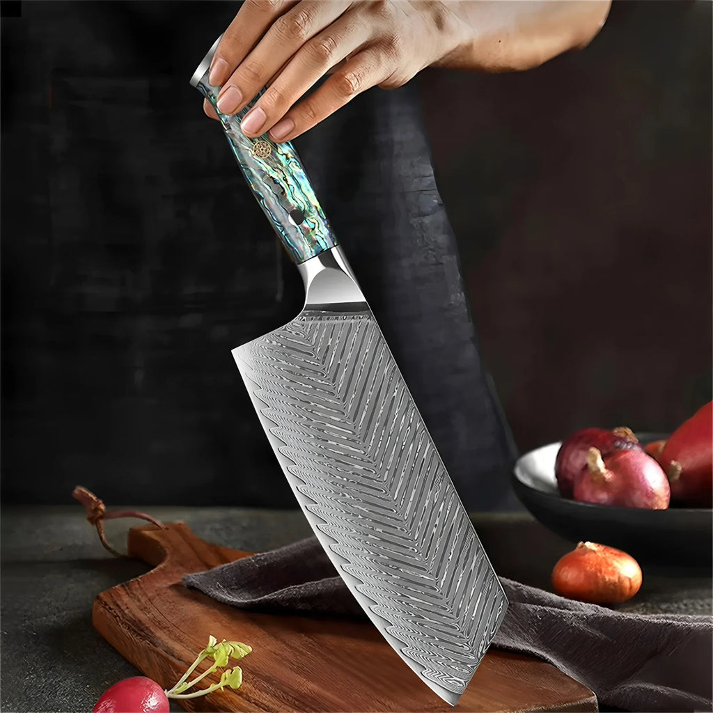 Handmade 67-Layer Damascus Steel Cleaver Knife | Kitchen Slicer
