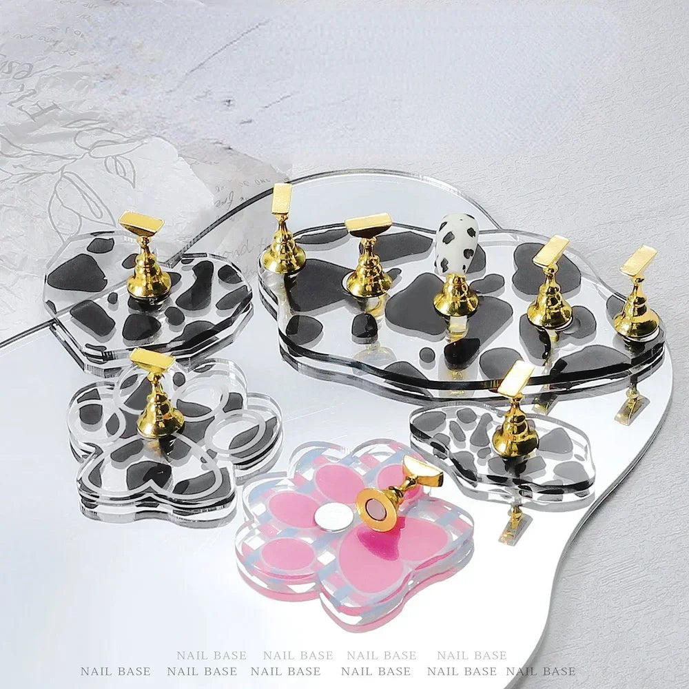 Cow Nail Art Practice Stand | Magnetic Tips & Gel Color Chart