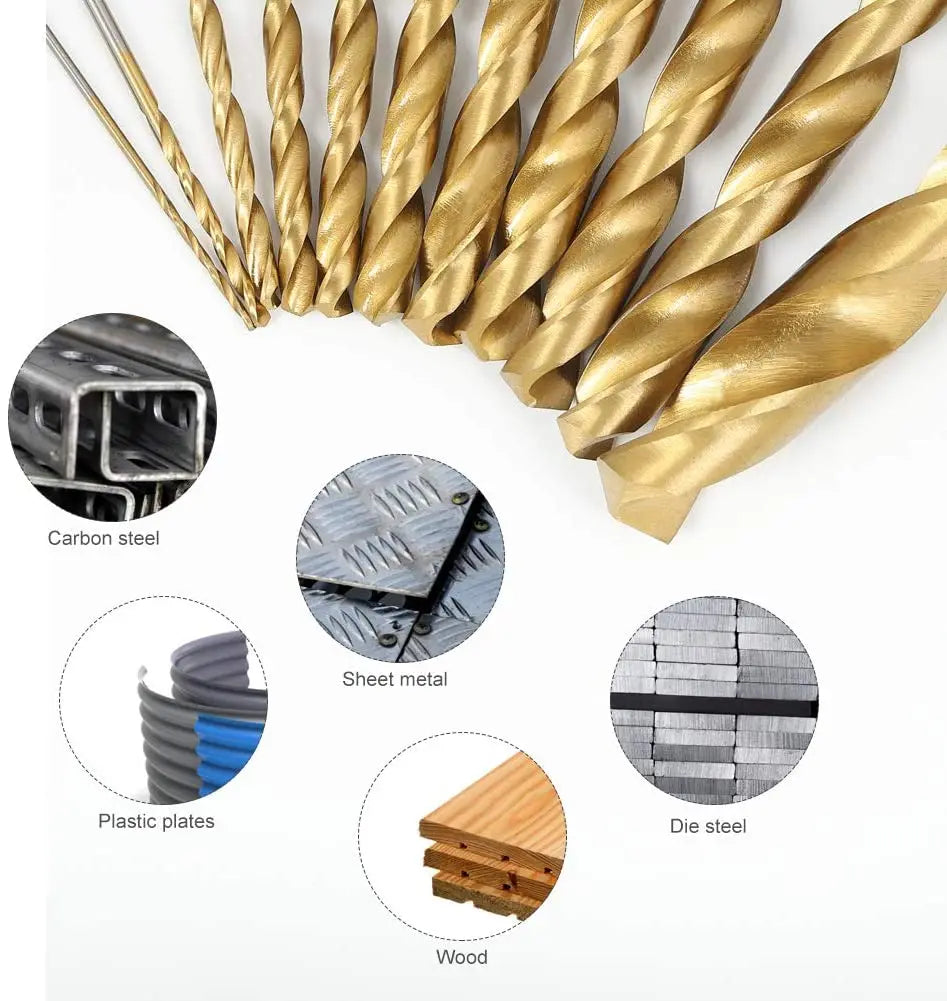 99-Pc Titanium HSS Drill Bit Set 1.5–10mm | Steel Wood Plastic