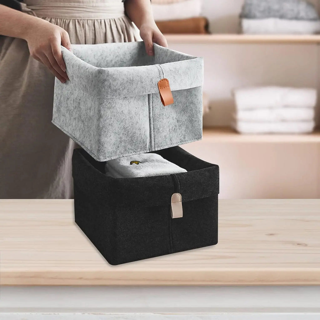 Foldable Felt Storage Basket – Desktop & Home Organizer 1–5 PCS