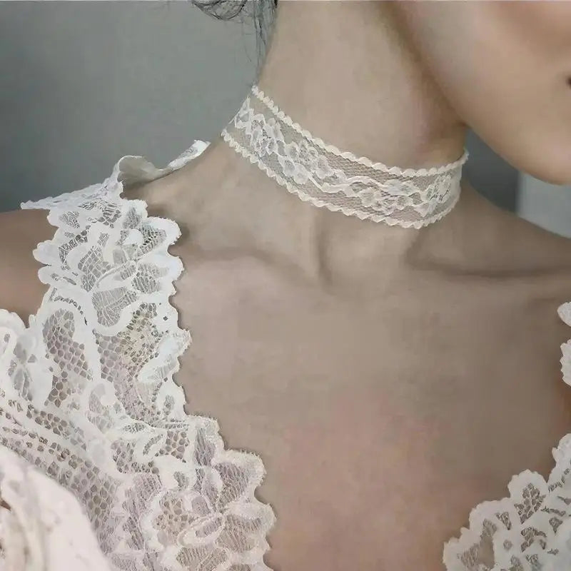 Black Lace Flower Choker Necklace – Gothic Harajuku Women