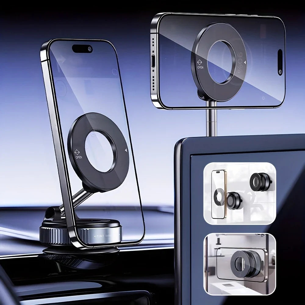 Magnetic Car Phone Mount | MagSafe 360° Vacuum Suction Holder