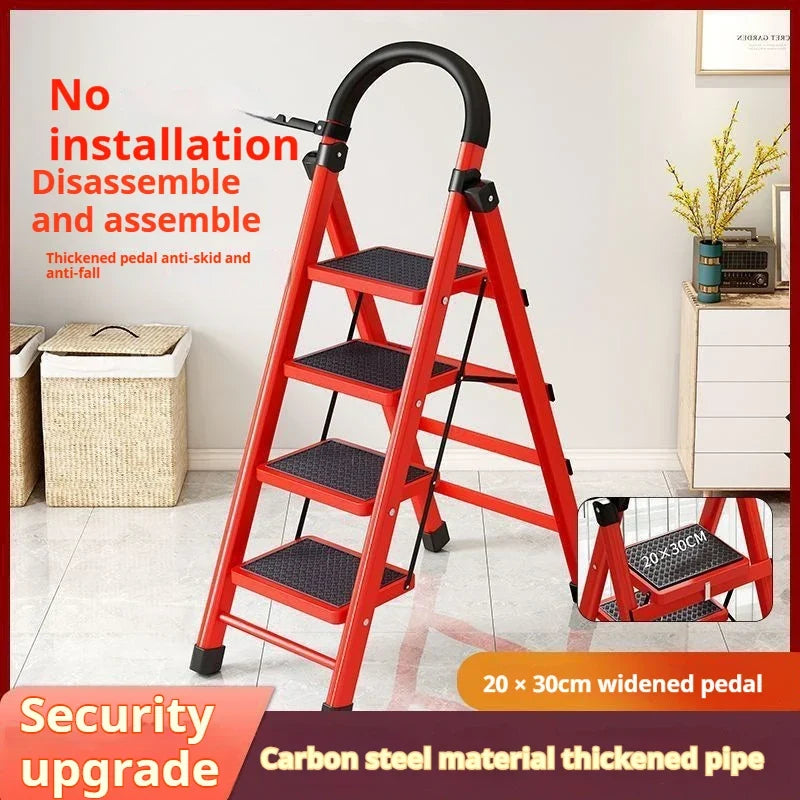 Adjustable Zigzag Folding Ladder | 3–6 Step Carbon Steel